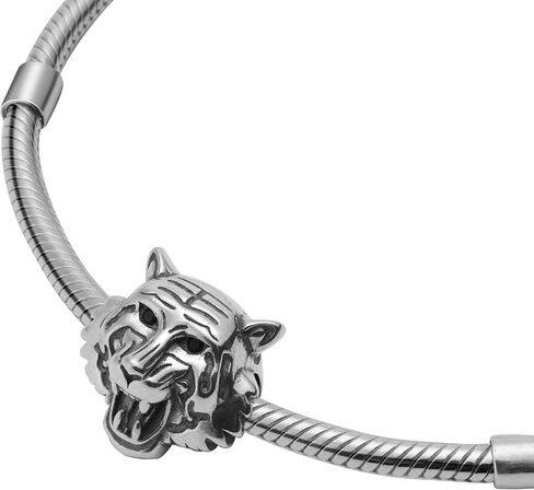 Roaring Tiger Head 925 Sterling Silver Charm Bead For Pandora & Similar Charm Bracelets or Necklaces in Saudi Arabia