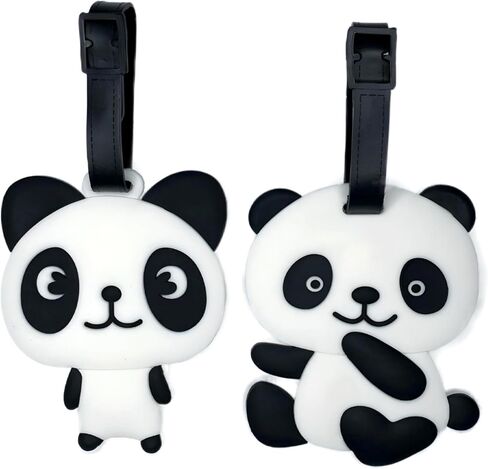 2-Pack Luggage Tags Panda Cute Anime Cartoon Animal Colorful Silicone ID Tags for Suitcases Bags Travel Perfect for Teens Adults (Panda B) in Saudi Arabia