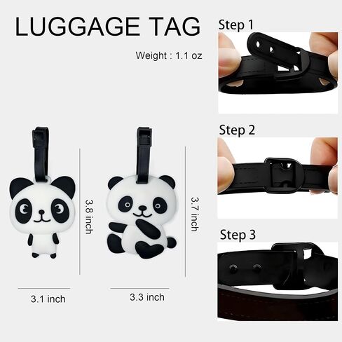 2-Pack Luggage Tags Panda Cute Anime Cartoon Animal Colorful Silicone ID Tags for Suitcases Bags Travel Perfect for Teens Adults (Panda B) in Saudi Arabia