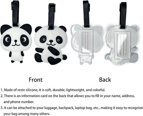 2-Pack Luggage Tags Panda Cute Anime Cartoon Animal Colorful Silicone ID Tags for Suitcases Bags Travel Perfect for Teens Adults (Panda B) in Saudi Arabia