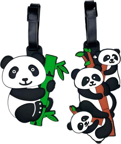 2-Pack Luggage Tags Panda Cute Anime Cartoon Animal Colorful Silicone ID Tags for Suitcases Bags Travel Perfect for Teens Adults (Panda B) in Saudi Arabia