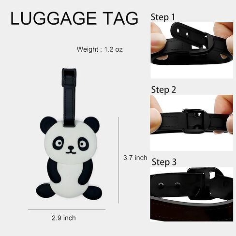 2-Pack Luggage Tags Panda Cute Anime Cartoon Animal Colorful Silicone ID Tags for Suitcases Bags Travel Perfect for Teens Adults (Panda B) in Kuwait