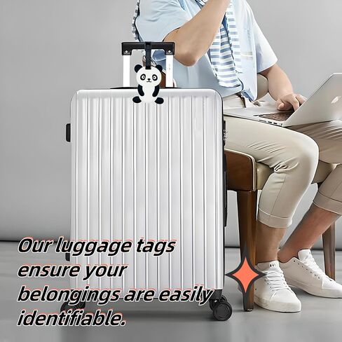 2-Pack Luggage Tags Panda Cute Anime Cartoon Animal Colorful Silicone ID Tags for Suitcases Bags Travel Perfect for Teens Adults (Panda B) in Kuwait