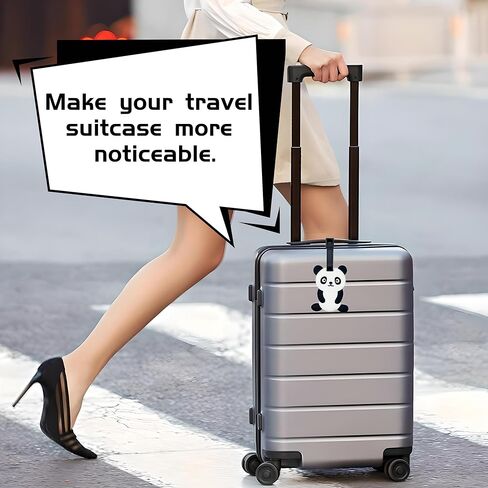 2-Pack Luggage Tags Panda Cute Anime Cartoon Animal Colorful Silicone ID Tags for Suitcases Bags Travel Perfect for Teens Adults (Panda B) in Kuwait