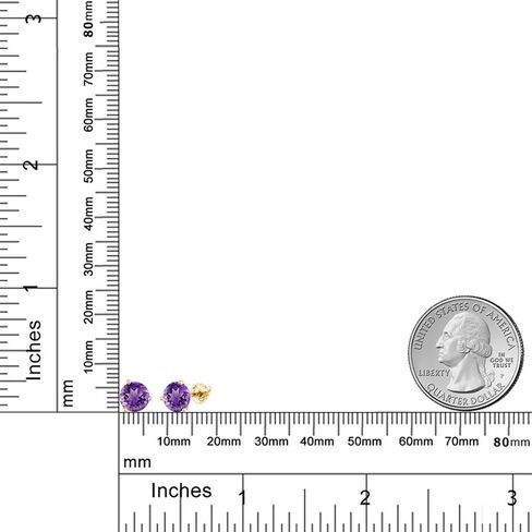 Gem Stone King 14K Yellow Gold Purple Amethyst 3 Prong Martini Screw Back Stud Earrings For Women (1.40 Cttw, Gemstone February Birthstone, Round 6MM) in Saudi Arabia