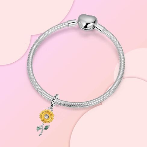 GOINEVA Sun Star Moon Elephant Sunflower Charm for Bracelet Necklace 925 Sterling Silver Love Heart Charms Happy Birthday Charms for Women Girls Jewelry Gift, Sterling Silver, Cubic Zirconia in Kuwait