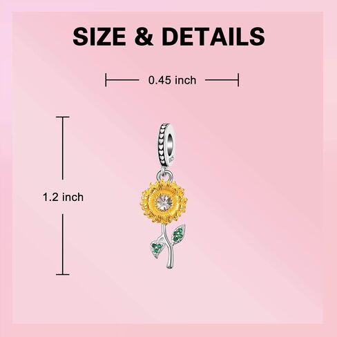 GOINEVA Sun Star Moon Elephant Sunflower Charm for Bracelet Necklace 925 Sterling Silver Love Heart Charms Happy Birthday Charms for Women Girls Jewelry Gift, Sterling Silver, Cubic Zirconia in Kuwait