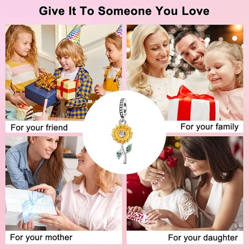 GOINEVA Sun Star Moon Elephant Sunflower Charm for Bracelet Necklace 925 Sterling Silver Love Heart Charms Happy Birthday Charms for Women Girls Jewelry Gift, Sterling Silver, Cubic Zirconia in Kuwait