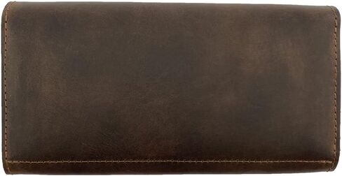 Heather's, Minimalist Tri Fold Folio Wallet for Women - Card Saver, Stylish Organizer with Button Closure and Zipper Coin Pocket - Bourbon Brown in Kuwait