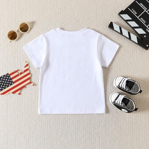 Toddler Boys Girls T-Shirt Kids Truck Dinosaur Tee Top American Flag USA Patriotic Memorial Day Shirt in Kuwait