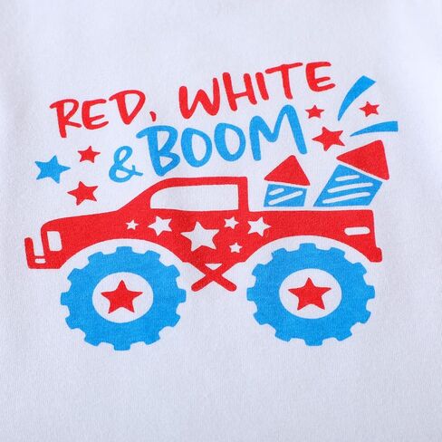 Toddler Boys Girls T-Shirt Kids Truck Dinosaur Tee Top American Flag USA Patriotic Memorial Day Shirt in Kuwait