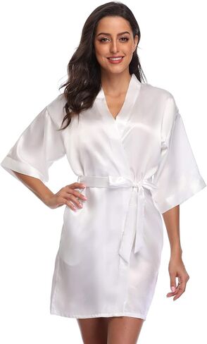 Kimono Art Women's Short Satin Robe Silky Robes for Bride and Bridesmaids Party Dressing Gown Robe Sleepwear in Saudi Arabia