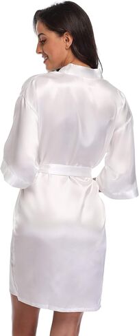 Kimono Art Women's Short Satin Robe Silky Robes for Bride and Bridesmaids Party Dressing Gown Robe Sleepwear in Saudi Arabia