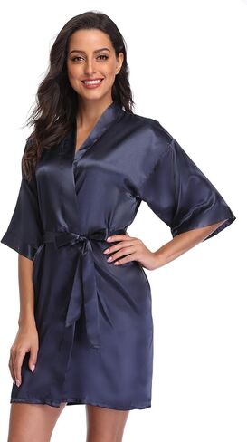 Kimono Art Women's Short Satin Robe Silky Robes for Bride and Bridesmaids Party Dressing Gown Robe Sleepwear in Saudi Arabia