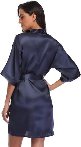 Kimono Art Women's Short Satin Robe Silky Robes for Bride and Bridesmaids Party Dressing Gown Robe Sleepwear in Saudi Arabia