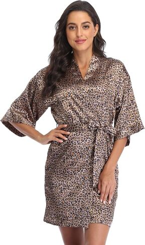 Kimono Art Women's Short Satin Robe Silky Robes for Bride and Bridesmaids Party Dressing Gown Robe Sleepwear in Saudi Arabia