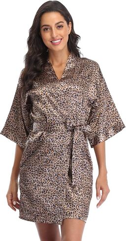 Kimono Art Women's Short Satin Robe Silky Robes for Bride and Bridesmaids Party Dressing Gown Robe Sleepwear in Saudi Arabia