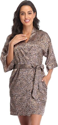 Kimono Art Women's Short Satin Robe Silky Robes for Bride and Bridesmaids Party Dressing Gown Robe Sleepwear in Saudi Arabia