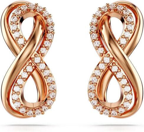 Swarovski Hyperbola stud earrings, Infinity, Clear, Rose gold-tone Finished in Saudi Arabia