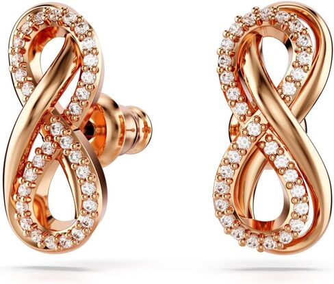 Swarovski Hyperbola stud earrings, Infinity, Clear, Rose gold-tone Finished in Saudi Arabia