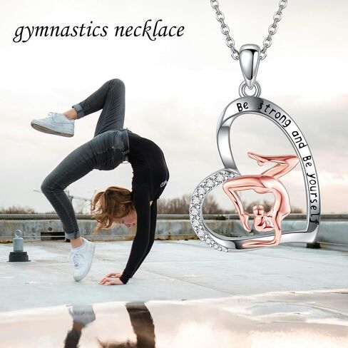 Gymnastics Necklace S925 Sterling Silver Gymnastics Sports Necklace Gymnastics Valentines Jewelry Gifts for Women Girls for Gymnastics Lovers in Saudi Arabia