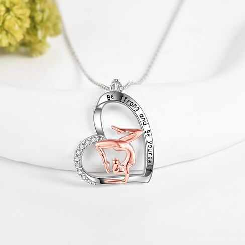 Gymnastics Necklace S925 Sterling Silver Gymnastics Sports Necklace Gymnastics Valentines Jewelry Gifts for Women Girls for Gymnastics Lovers in Saudi Arabia
