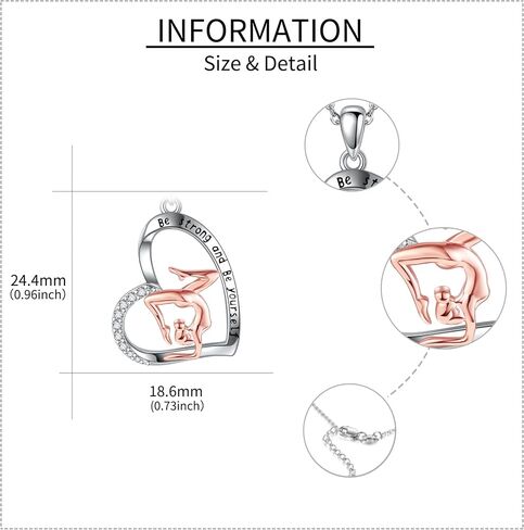 Gymnastics Necklace S925 Sterling Silver Gymnastics Sports Necklace Gymnastics Valentines Jewelry Gifts for Women Girls for Gymnastics Lovers in Saudi Arabia