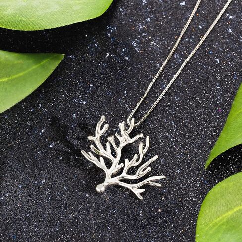925 Sterling Silver Ocean Coral Branch Tree Sea Necklace Pendant with 18" Box Chain, Nickel Free Hypoallergenic for Sensitive Skin, with Jewelry Gift Box in Saudi Arabia