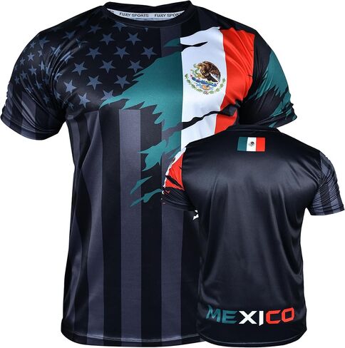 Fury Mexico and USA Flag Mix Soccer Jersey - Mexico Shirt - Camiseta Mexico Jersey Hombres/Men/Women/Unisex in Saudi Arabia