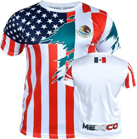 Fury Mexico and USA Flag Mix Soccer Jersey - Mexico Shirt - Camiseta Mexico Jersey Hombres/Men/Women/Unisex in Saudi Arabia