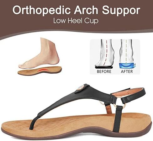 صندل نسائي مريح لتقويم العظام من اثلفيت صندل ثونغ أنيق على شكل حرف T لتقويم العظام صندل صيفي كاجوال لدعم قوس القدم in Kuwait