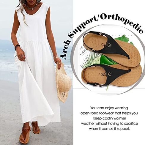 صندل نسائي مريح لتقويم العظام من اثلفيت صندل ثونغ أنيق على شكل حرف T لتقويم العظام صندل صيفي كاجوال لدعم قوس القدم in Kuwait