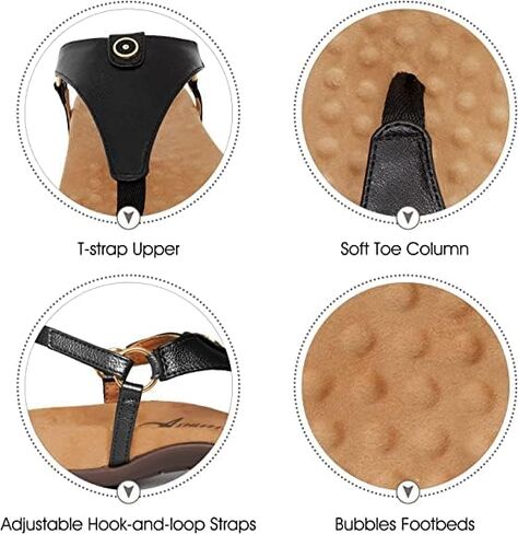 صندل نسائي مريح لتقويم العظام من اثلفيت صندل ثونغ أنيق على شكل حرف T لتقويم العظام صندل صيفي كاجوال لدعم قوس القدم in Kuwait