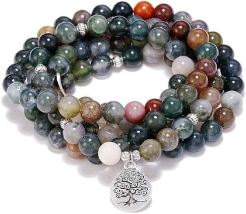 سوار خرز مالا مصنوع من العقيق الهندي الطبيعي 108 للتأمل اليوغا in Kuwait