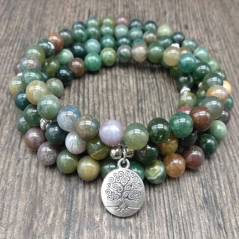 سوار خرز مالا مصنوع من العقيق الهندي الطبيعي 108 للتأمل اليوغا in Kuwait