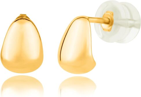 Minimalistic 14k Yellow Gold Stud Earrings | Hypoallergenic and Comfortable Small Stud Earrings for Women | 14k Real Solid Gold Earrings by MAX + STONE in Saudi Arabia