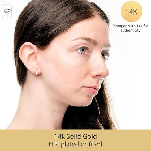 Minimalistic 14k Yellow Gold Stud Earrings | Hypoallergenic and Comfortable Small Stud Earrings for Women | 14k Real Solid Gold Earrings by MAX + STONE in Saudi Arabia
