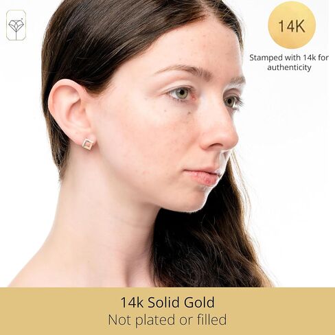 Minimalistic 14k Yellow Gold Stud Earrings | Hypoallergenic and Comfortable Small Stud Earrings for Women | 14k Real Solid Gold Earrings by MAX + STONE in Saudi Arabia