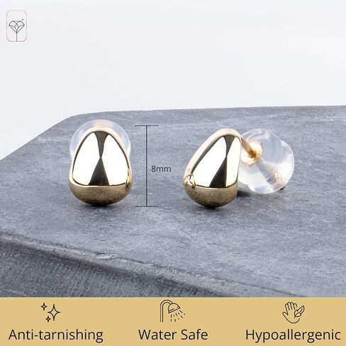 Minimalistic 14k Yellow Gold Stud Earrings | Hypoallergenic and Comfortable Small Stud Earrings for Women | 14k Real Solid Gold Earrings by MAX + STONE in Saudi Arabia