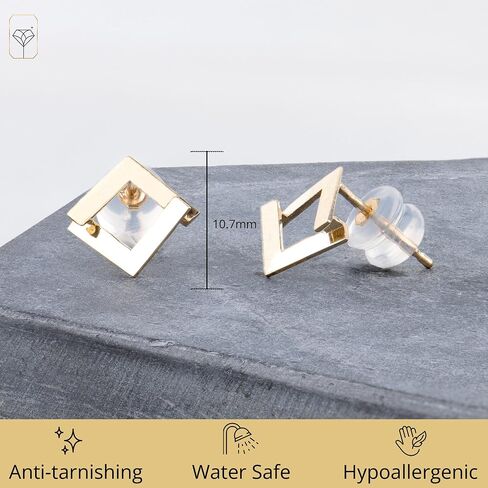 Minimalistic 14k Yellow Gold Stud Earrings | Hypoallergenic and Comfortable Small Stud Earrings for Women | 14k Real Solid Gold Earrings by MAX + STONE in Saudi Arabia