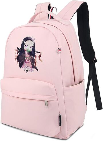 حقيبة ظهر Roffatide Anime Demon Slayer مطبوعة حقيبة مدرسية خفيفة الوزن من النايلون in Kuwait