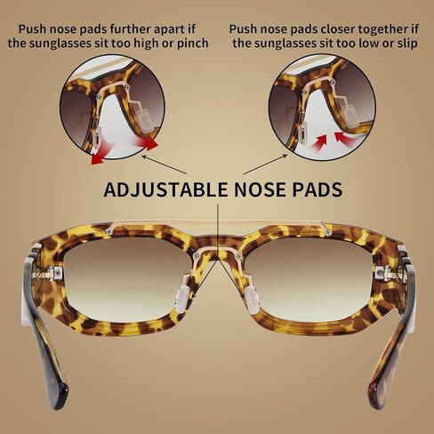 نظارة شمسية Karsaer Cool Punk Double Bridge للرجال والنساء، نظارة شمسية روك مستطيلة للجنسين K7128 in Kuwait