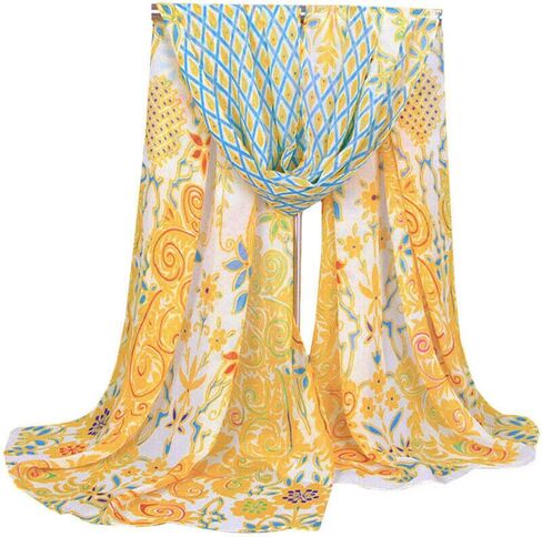 Secret for Longevity Long Rectangle Sheer YELLOW Beige Chiffon Aqua Turquoise Blue Green Red Gold Paisley Scarf Women's Scarves Headband Bandana 19" inches wide x 60" inches long in Saudi Arabia