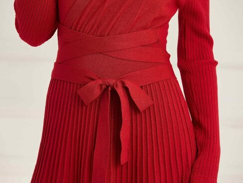 Women's Long Sleeve Sweater Dress Ankle Length Fall Dress Vneck Knit Winter Dress in Saudi Arabia