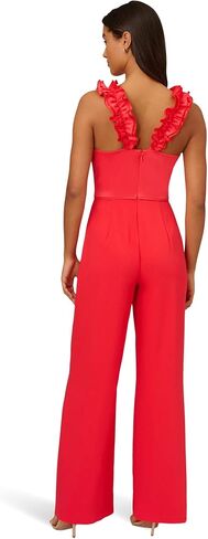 Adrianna Papell Ruffle Shoulder Stretch Crepe Jumpsuit Calypso Coral 14 in Saudi Arabia