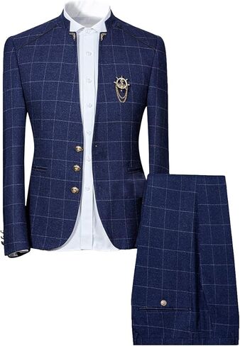 بذلات رجالي من Cloudstyle منقوشة بقصة ضيقة مكونة من قطعتين سترة وبنطلون عتيق in Kuwait