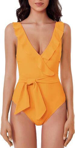 BCA by Rebecca Virtue Women's Kelly Ruffle One Piece Swimsuit, Plunge V-Neck, Bathing Suits in Saudi Arabia