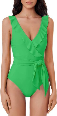 BCA by Rebecca Virtue Women's Kelly Ruffle One Piece Swimsuit, Plunge V-Neck, Bathing Suits in Saudi Arabia