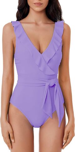 BCA by Rebecca Virtue Women's Kelly Ruffle One Piece Swimsuit, Plunge V-Neck, Bathing Suits in Saudi Arabia