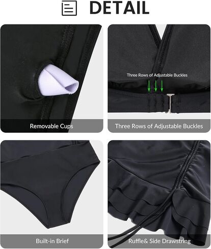Yonique Womens High Waisted Bikini with Skirt Two Piece Swimsuit with Tummy Control Halter Bathing Suit in Saudi Arabia